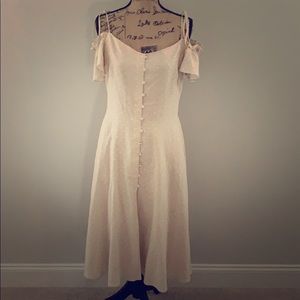 Cream and White  Off-The -Shoulder Dress